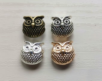 20Pcs Antiqued Silver Tone Animal Owl Birds Spacer Beads Charms 8x10mm