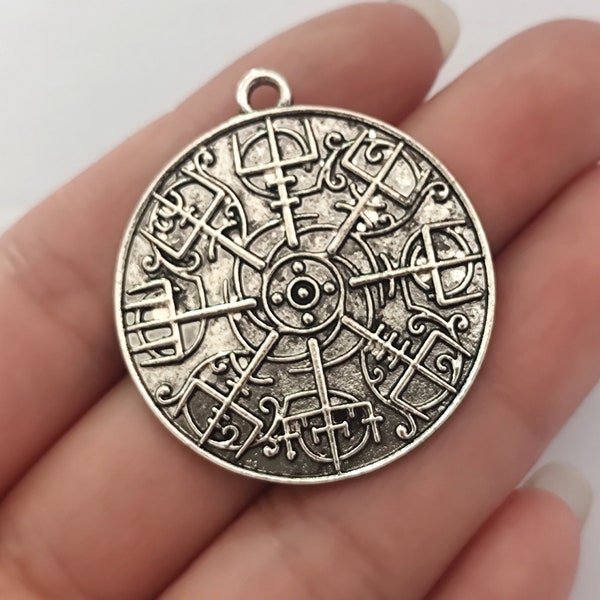 Viking Runes Pendant Antique Silver Tone For Keychain