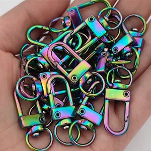 Lock-Shaped Snap Lobster Clasp Rainbow Metal For Keychain