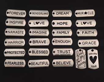 Inspirational Affirmation Charm Antique Silver Tone