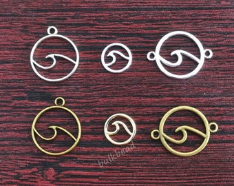 Ocean Wave Connector Charms: Jewelry Supplies