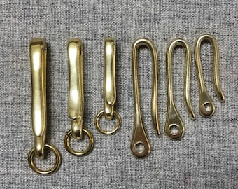 Solid Brass Japanese Fish Hook Key Chain, Brass Key Chain, Brass Hook, Key Ring Holder kr31