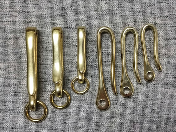 Solid Brass Japanese Fish Hook Key Chain, Brass Key Chain, Brass Hook, Key Ring Holder kr31
