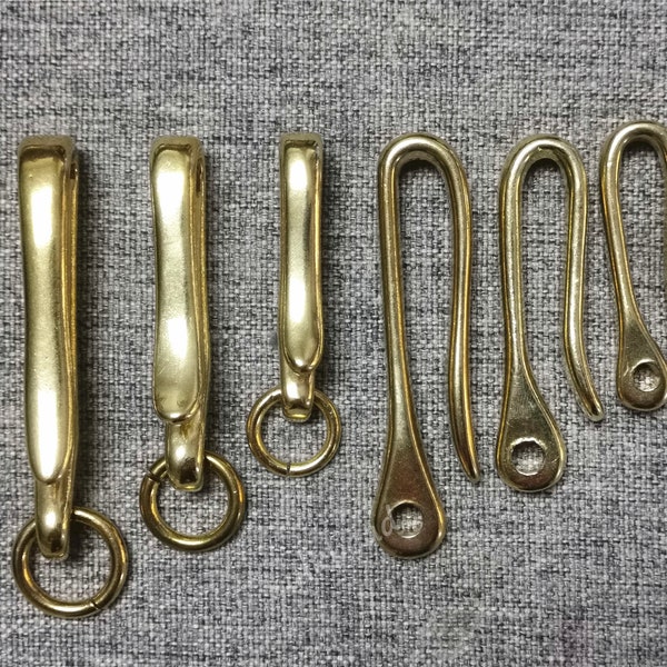 Solid Brass Japanese Fish Hook Key Chain, Brass Key Chain, Brass Hook, Key Ring Holder kr31