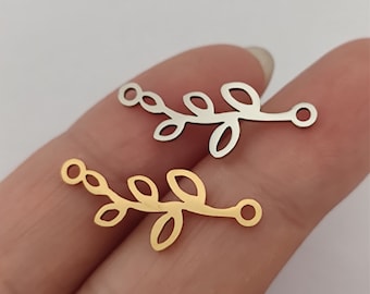 Small Leaf Connector Charm Stainless Steel