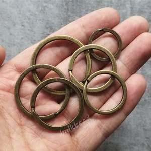 35mm Solid Brass Split Rings Large Key Ring Flat Double Hook Loop Car  Keychain