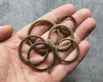 Großer geteilter Schlüsselring geteilter Schlüsselring geteilter Ring, 35mm 32mm 30mm 28mm 25mm 20mm flacher Keychain Ring-Satz, Großhandels-Antik Bronze Keychain