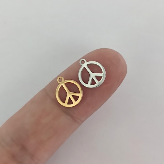 Tiny Anti War Peace Charm Stainless Steel