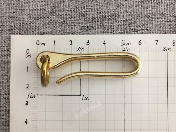 Solid Brass Japanese Fish Hook Key Chain, Brass Key Chain, Brass