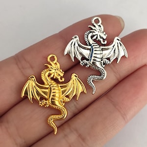 Dragon Charm Antique Silver Tone For Jewelry Making