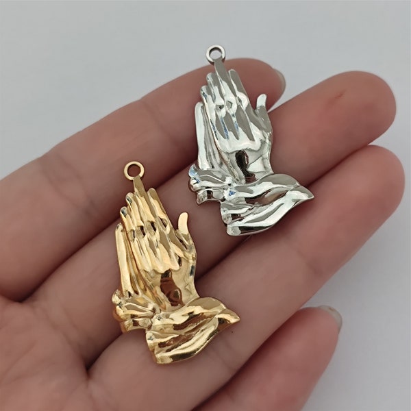 Praying Hands Charm Gold Plated Stainless Steel