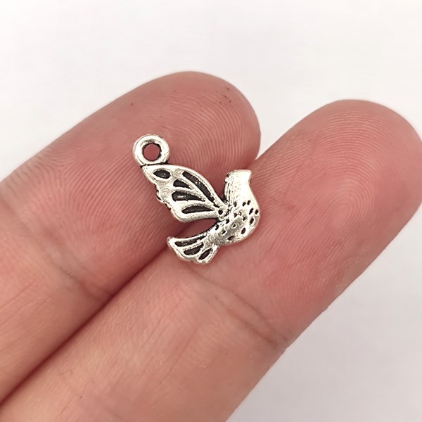 Charm Petite colombe de la paix ton argent antique pour bijoux