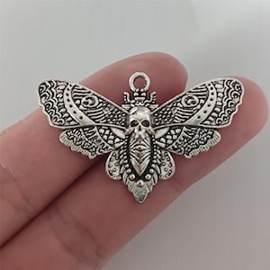 Deaths Head Moth Charm Antique Silver Tone For Jewelry Making