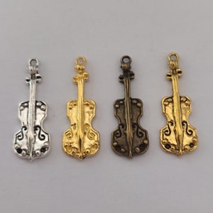 Cello Charm Antique Silver Tone