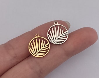 Fern Leaf Charm Gold Plated Stainless Steel