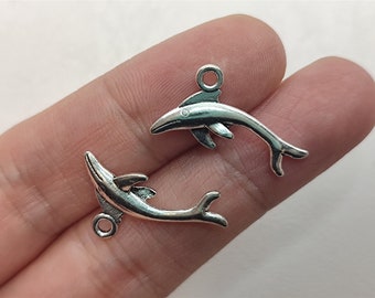 Breloque petite baleine, ton argent Antique pour la fabrication de bijoux, 30 pièces