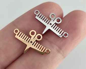Scissors Charm Comb Connector Stainless Steel For Stylist