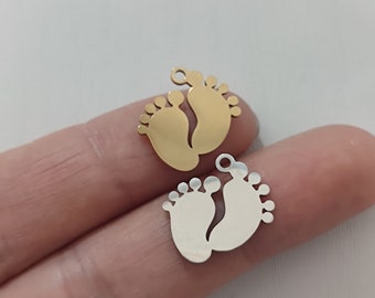 Baby Feet Charm New Mom Pendant Stainless Steel