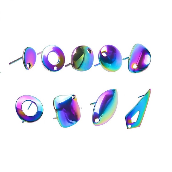 Earring Stud Base Rainbow Metal Earring Posts Finding Stainless Steel Wholesale