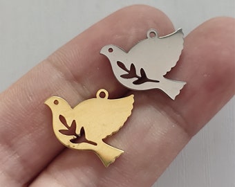 Peace Dove Charm Stainless Steel For Jewelry Making