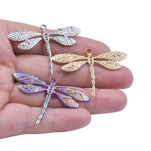 Dragonfly Charm Rainbow Metal Stainless Steel