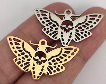 Deaths Head Moth Charm Gold Plated Stainless Steel
