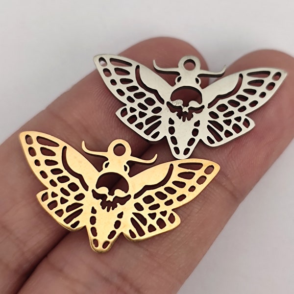 Deaths Head Moth Charm Gold Plated Stainless Steel