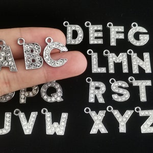 Buchstaben A-Z Alphabet Charm, Buchstabe Initial Charm Set, großer Buchstabe Anhänger, Buchstaben mit Strass, Halskette Keychain Charm