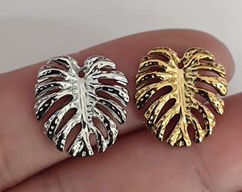 Monstera Charm - PVD Plated Stainless Steel Leaf Pendant