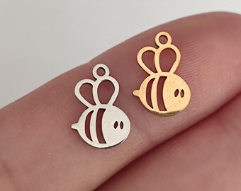 Tiny Honey Bee Charm - Stainless Steel Animal Pendant