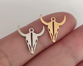 Small Bull Head Charm - Stainless Steel Animal Pendant