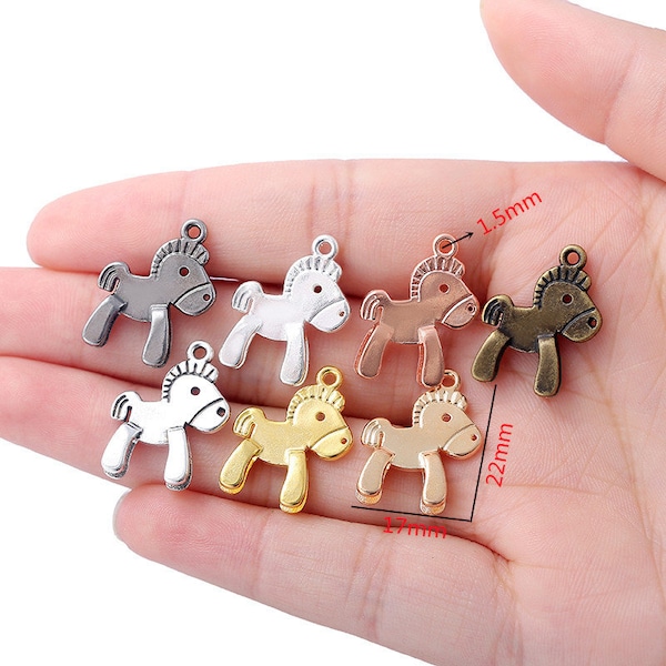 Children's Trojan Horse Charm Antique Silver Tone 20PCS