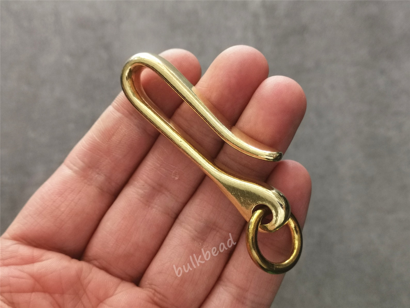 Solid Brass Japanese Fish Hook Key Chain, Brass Key Chain, Brass Hook