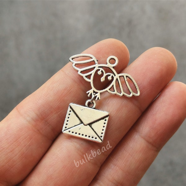 Owl Charm Bulk, Owl Charm Set, Antique SIlver Owl Pendant Lot, HP Charm, Necklace Keychain Bracelet Wizard Charm Wholesale