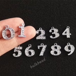 0-9 Number Charm With Rhinestones
