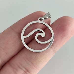 Ocean Wave Pendant Stainless Steel For Necklace