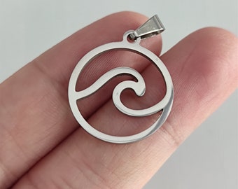 Ocean Wave Pendant Stainless Steel For Necklace