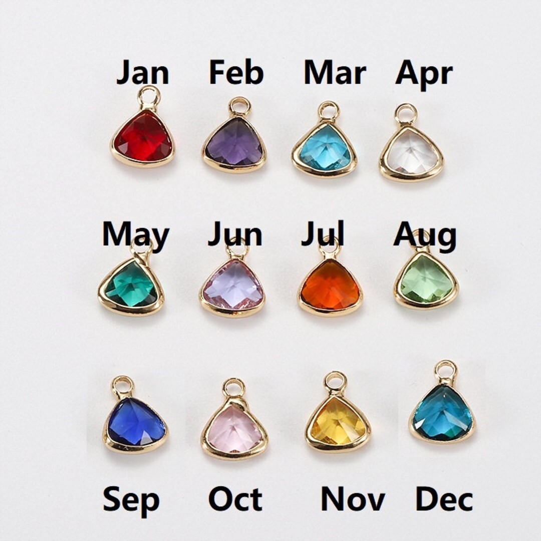 Gold Tone Triangle Crystal Birthstone Charms 8mm - Etsy