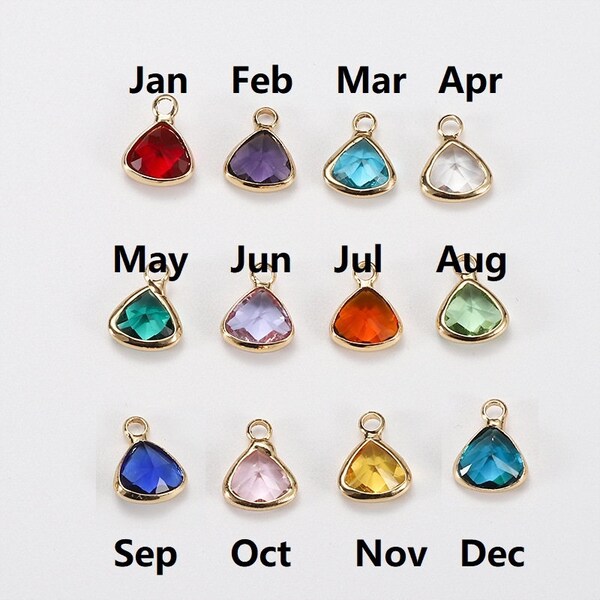 Gold Tone Triangle Crystal Birthstone Charms 8mm