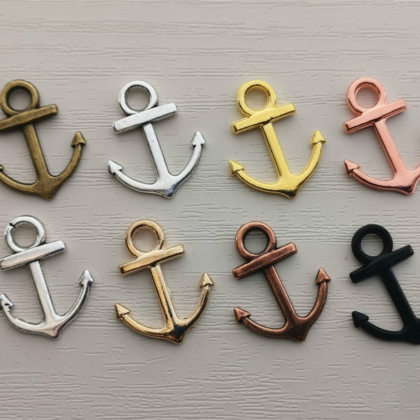 Anchor Charm Bulk, Anchor Pendant Set, Antique Silver Anchor Wholesale, Necklace Keychain Nautical Charm Lot 40PCS