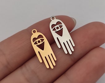 Hamsa Hand Charm Gold Plated Stainless Steel
