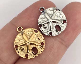 Ciondolo Sand Dollar in acciaio inossidabile placcato oro