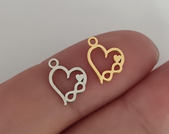 Tiny Infinite Love Charm - Stainless Steel Heart Pendant