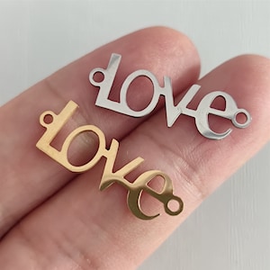 Love Words Connector Charm Acero inoxidable para la fabricación de joyas