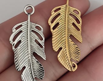 Stainless Steel Feather Charm For Jewelry Making