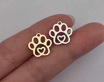 Paw Print Charm Gold Plated Stainless Steel