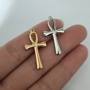 Ankh Cross Charm Gold Plated Stainless Steel