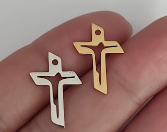 Jesus Cross Charm - Stainless Steel Religious Pendant