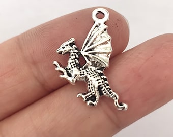Dragon Charm Antique Silver Tone For Jewelry Making