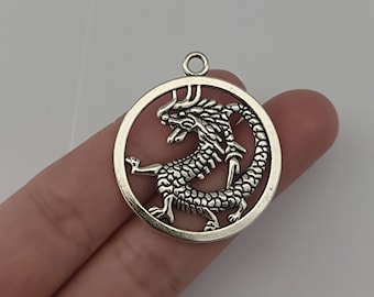 Dragon Charm Antique Silver Tone For Jewelry Making